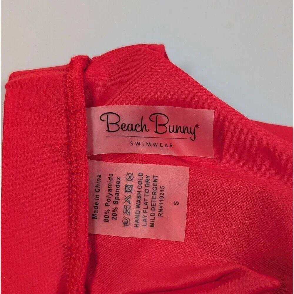 Beach‎ Bunny Swim Bikini Top Small Red Zip Front High Neck Beach Eye Catching